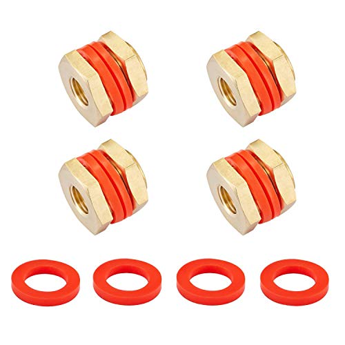 Litorange 4 PCS Brass Bulkhead Coupling Both End 1/4" NPT Female,Outer Diameter 3/4-16UNF Brass Bulk Head Pipe Fitting Bulkhead Tank Fitting Coupler Coupling,15/16" Length (Pack of 4) - Image 1