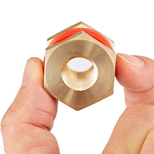 Litorange 4 PCS Brass Bulkhead Coupling Both End 1/4" NPT Female,Outer Diameter 3/4-16UNF Brass Bulk Head Pipe Fitting Bulkhead Tank Fitting Coupler Coupling,15/16" Length (Pack of 4) - Image 3