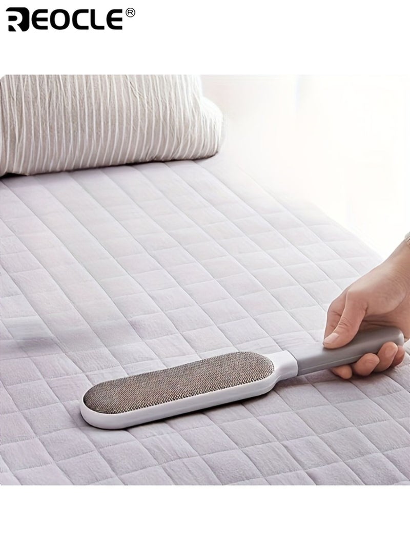 REOCLE Dual Sided Dusting Brush with Static Eliminator and Reusable Design Pet Hair Remover with Plastic Handle for Furniture Bedding Carpet Cleaning - Image 5