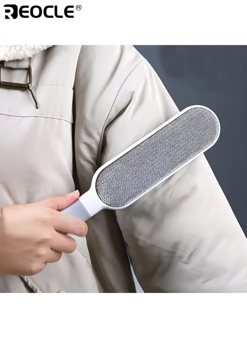 REOCLE Dual Sided Dusting Brush with Static Eliminator and Reusable Design Pet Hair Remover with Plastic Handle for Furniture Bedding Carpet Cleaning - Image 3