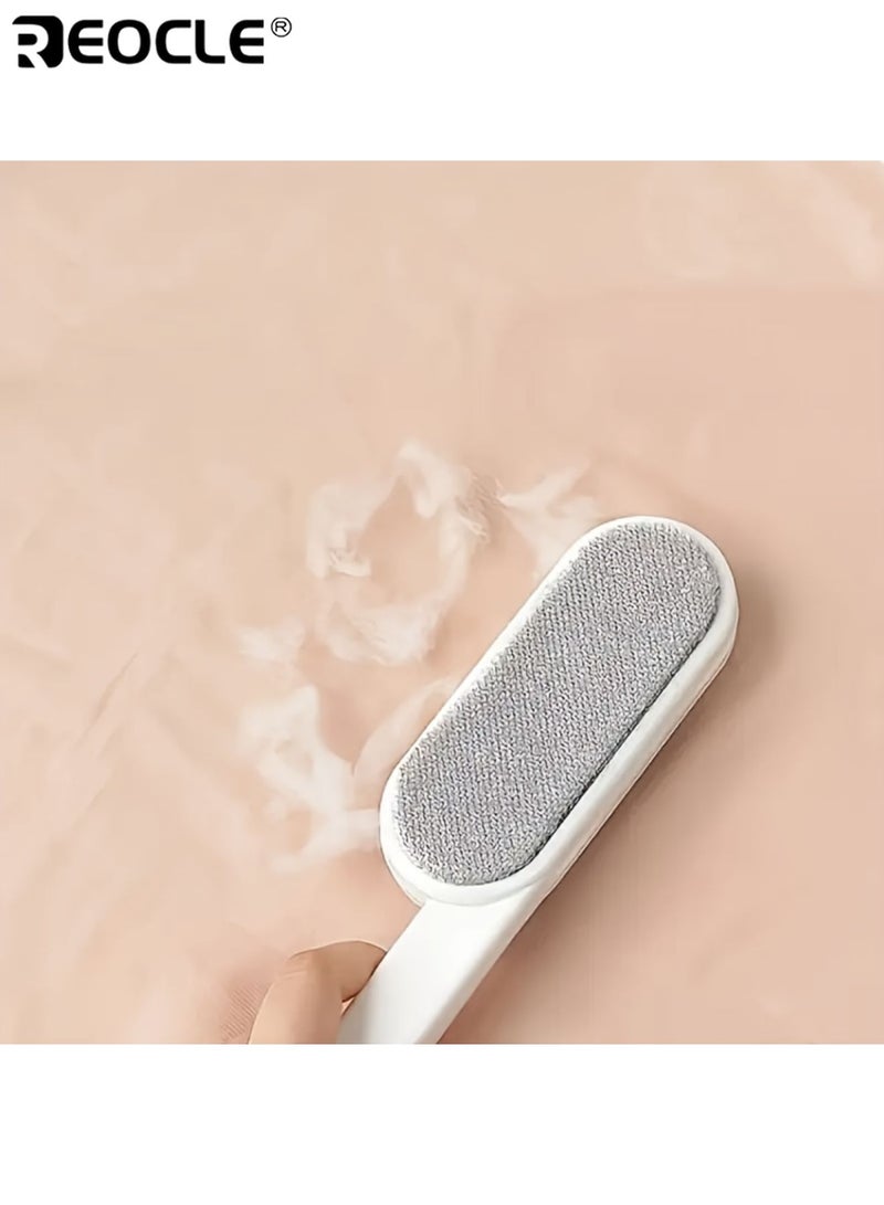 REOCLE Dual Sided Dusting Brush with Static Eliminator and Reusable Design Pet Hair Remover with Plastic Handle for Furniture Bedding Carpet Cleaning - Image 4