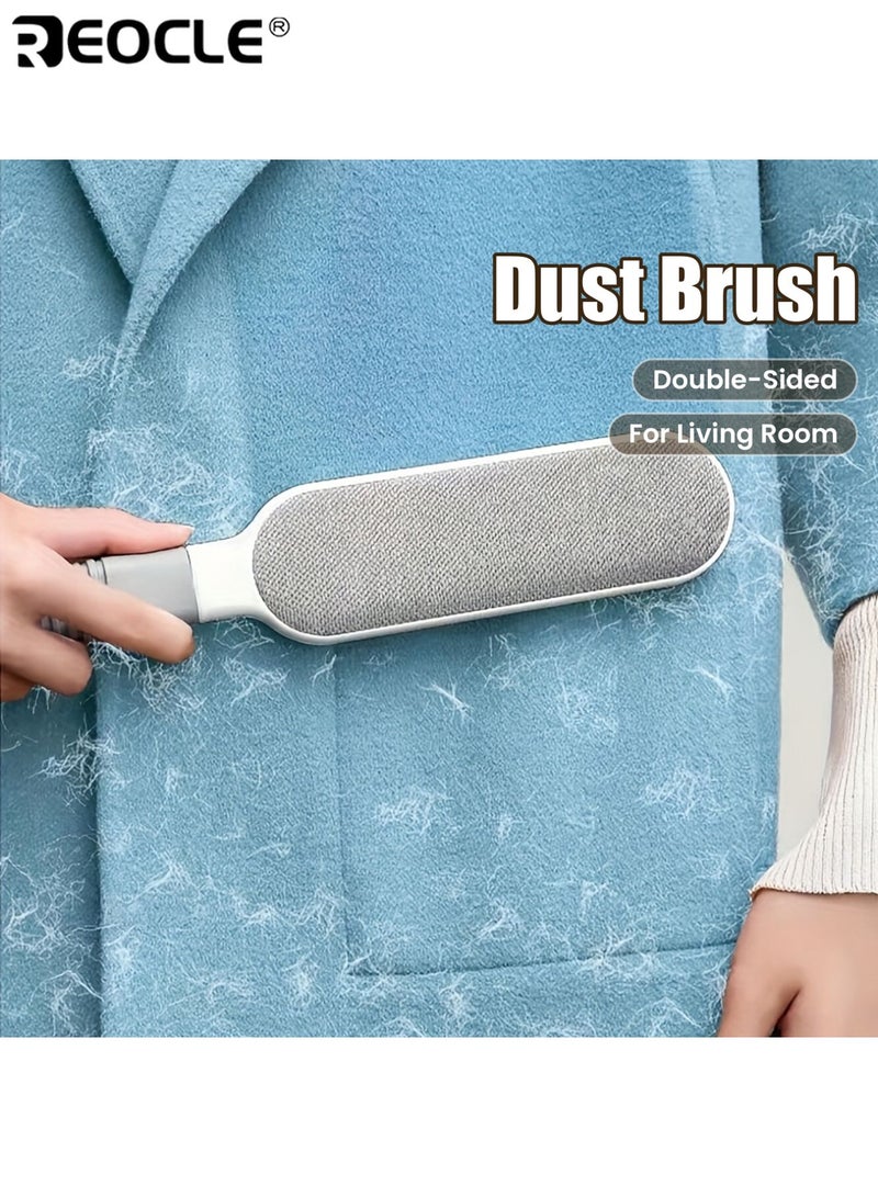 REOCLE Dual Sided Dusting Brush with Static Eliminator and Reusable Design Pet Hair Remover with Plastic Handle for Furniture Bedding Carpet Cleaning - Image 1