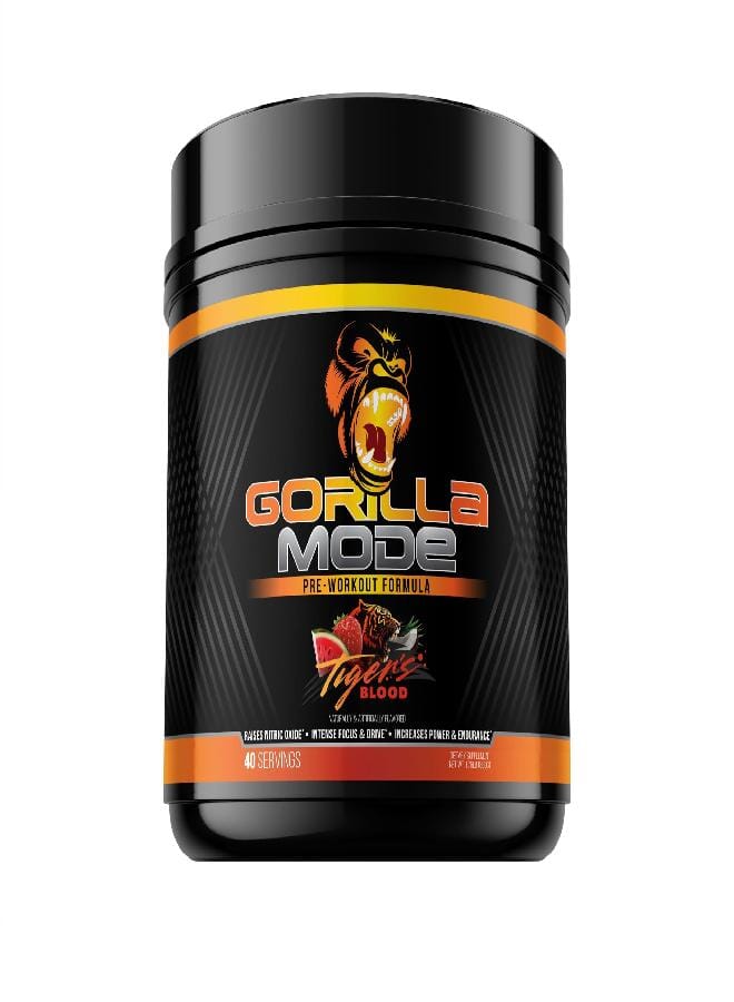 Gorilla Mind Pre Workout - Massive Pumps Laser Focus Energy Power - L-Citrulline, Creatine, L-Tyrosine, Betaine, Hydroprime, Alpha-GPC, 400mg Caffeine, Huperzine A - 800g (Tigers Blood) - Image 1