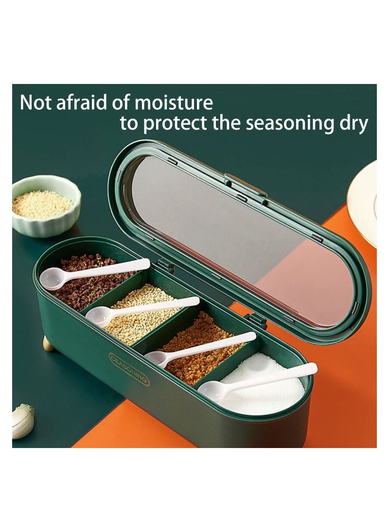 Arabest - Condiment Container, 4-Compartment Seasoning Jar Storage Container, Contains 4 Tablespoons. These Spice Jars are Used to Store Spices, Seasonings, Sugar, Salt and Pepper - Image 1