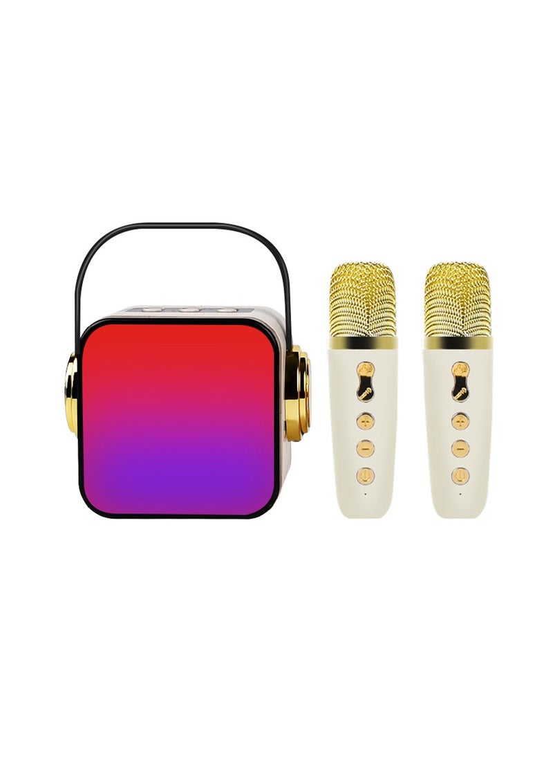 Glanfen Bluetooth Karaoke Speakers with 2 Pack Wirless Microphone and Colorful LED Light for Home Outdoor Party  - Image 1