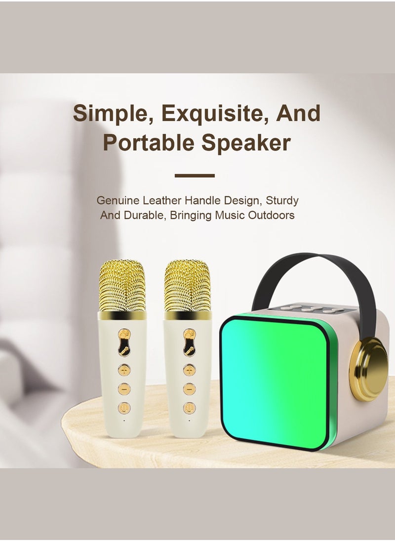 Glanfen Bluetooth Karaoke Speakers with 2 Pack Wirless Microphone and Colorful LED Light for Home Outdoor Party  - Image 2