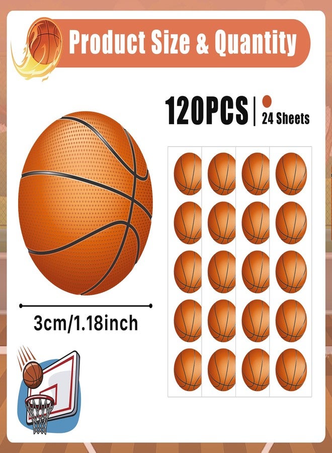 sodknow 120 Pcs Basketball Stickers Vinyl, Basketball Stickers for Water Bottle Kids Girls Boys, Sports Ball Decals Waterproof for Basket ball Sports Party Favor Supply Reward Pride Planner Calendar DIY Craft - Image 2