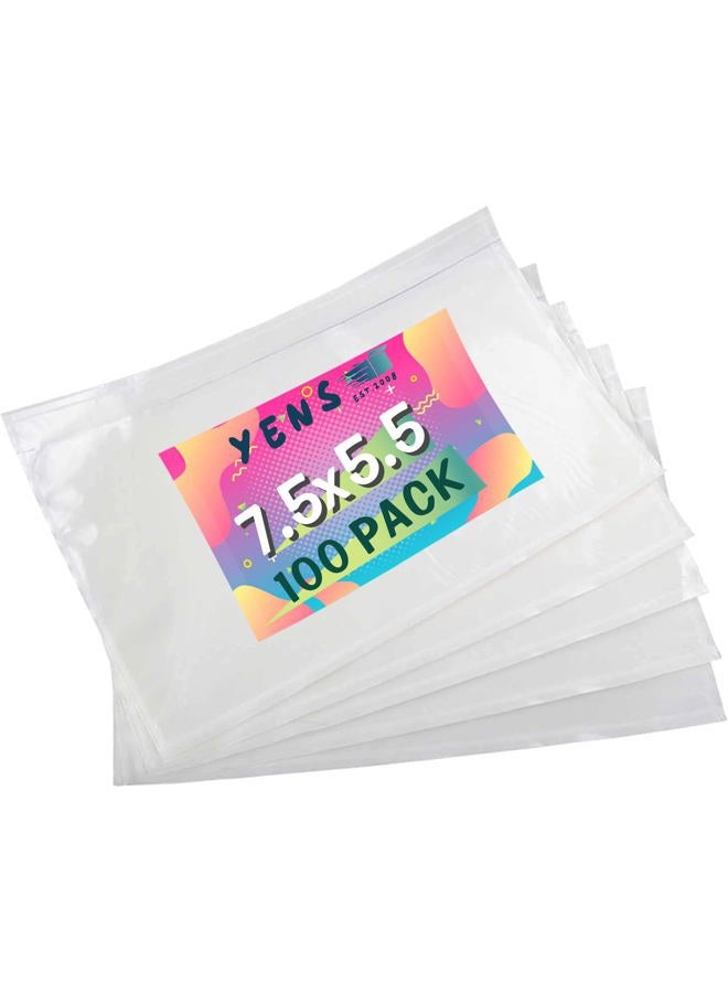 Yens 7.5'' x 5.5'' Packing List Pouches 100 Pack, Top Loading Packing List Shipping Label Envelopes Clear Adhesive (7.5x5.5 100 Pack) - Image 1
