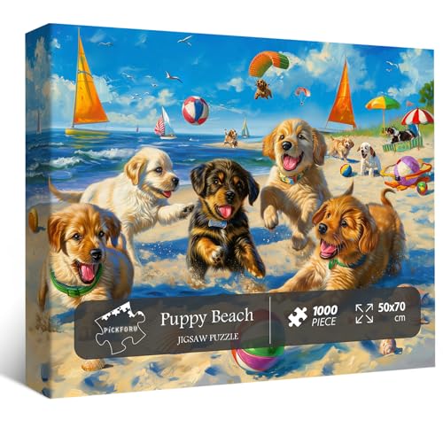 PICKFORU Funny Dog Puzzles for Adults 1000 Pieces and up PICKFORU Beach Puzzle Collection Cute Dog Puppy Animal Puzzle as Home Decor - Image 5