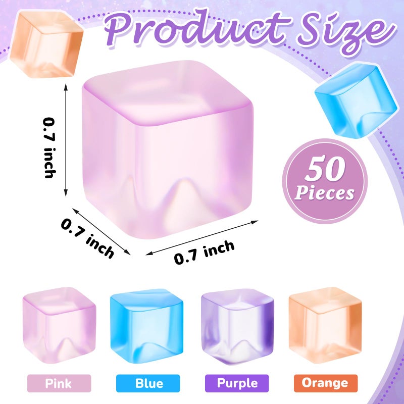 Poen 50 Pcs Stress Balls Fidget Toys Cube Toys Fidget Stress Relief Sensory Cube Balls 0.7 x 0.7 Inches for Adults Party Favors Gifts, Random Colors - Image 2