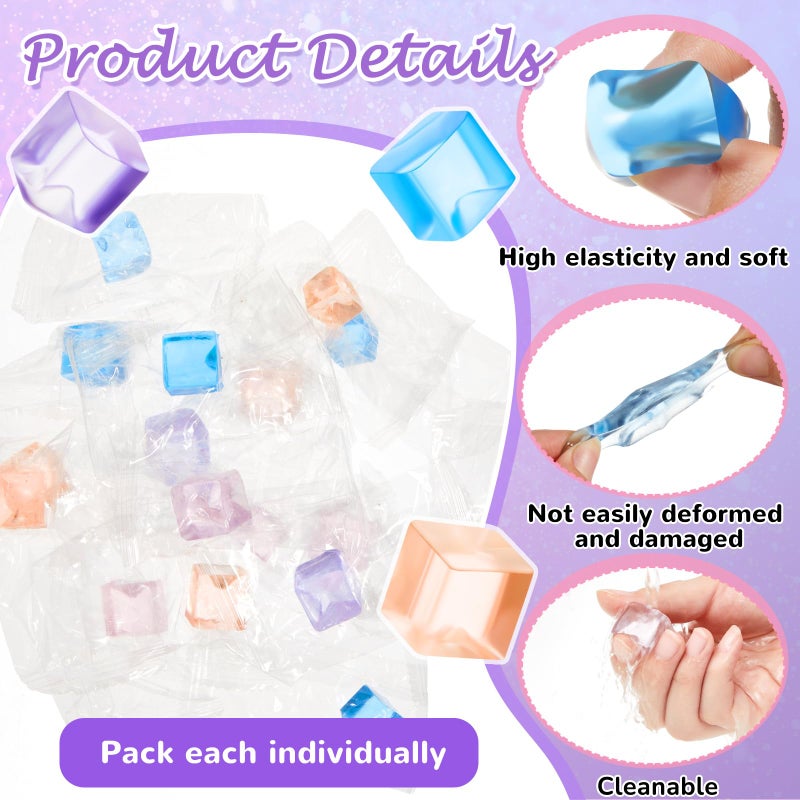 Poen 50 Pcs Stress Balls Fidget Toys Cube Toys Fidget Stress Relief Sensory Cube Balls 0.7 x 0.7 Inches for Adults Party Favors Gifts, Random Colors - Image 3