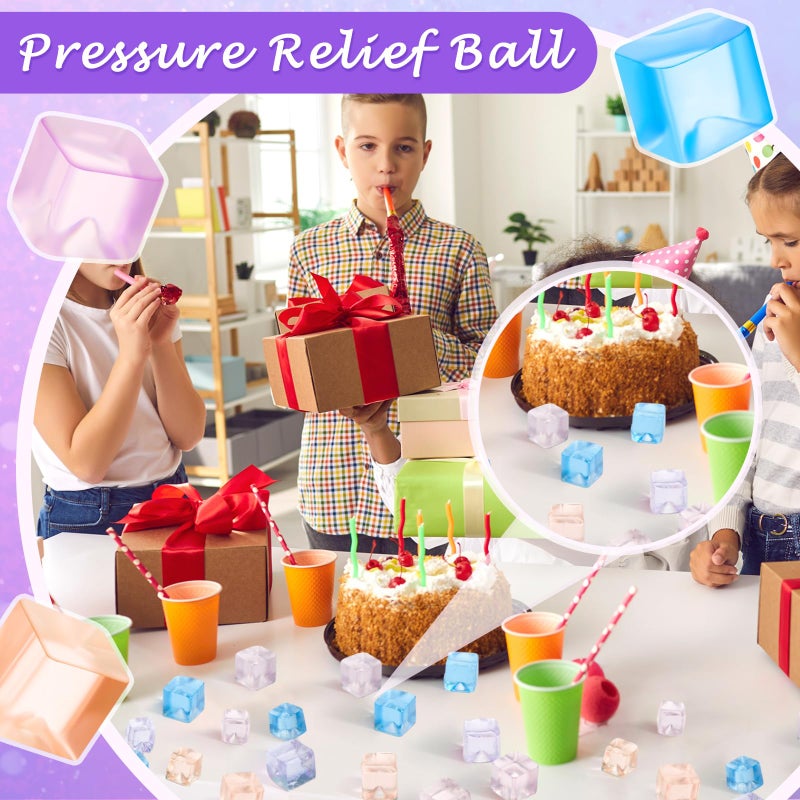 Poen 50 Pcs Stress Balls Fidget Toys Cube Toys Fidget Stress Relief Sensory Cube Balls 0.7 x 0.7 Inches for Adults Party Favors Gifts, Random Colors - Image 5