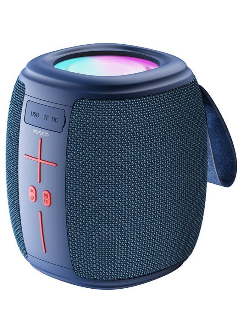 Yesido - YSW14 Wireless Bluetooth Speaker with Deep Bass 66mm Driver, RGB Ambient Light Strip, USB & SD Card Support – Portable Stereo Sound System with Dual Playback Modes & 1200mAh Rechargeable Battery – Compact Outdoor Speaker – Blue - Image 1