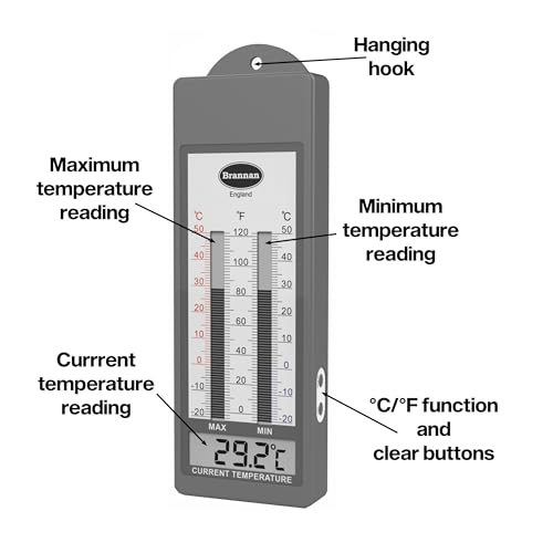 Brannan Waterproof Max Min Greenhouse Thermometer - Maximum Minimum Recording Thermometer Greenhouse Garden Outdoor Indoor - Image 5