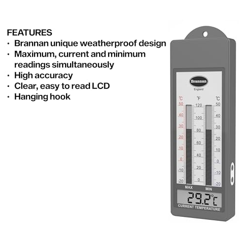 Brannan Waterproof Max Min Greenhouse Thermometer - Maximum Minimum Recording Thermometer Greenhouse Garden Outdoor Indoor - Image 4
