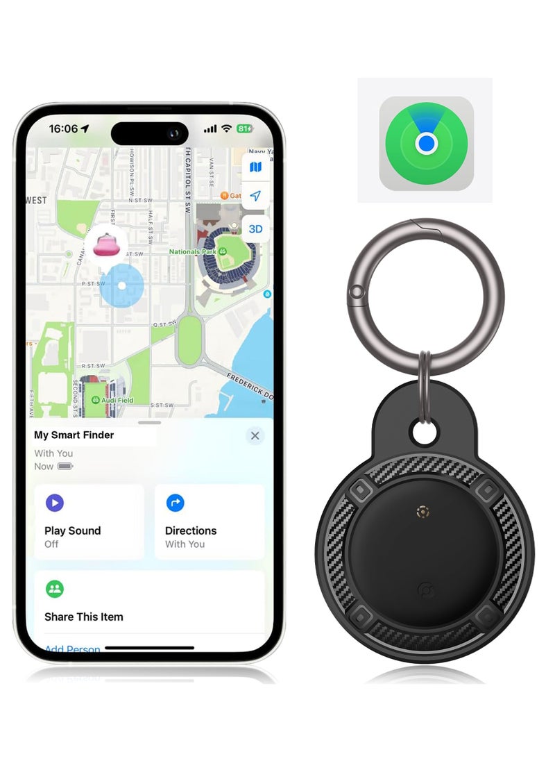 XQOOPS XQOOPS Air Tags with Holder Case, Smart Bluetooth Tracker Compatible with Find My(iOS Only), Item Finder Locator for Pets/Keys/Bags/Luggage Suitcases, Replaceable Battery Waterproof Black-1Pack  - Image 1