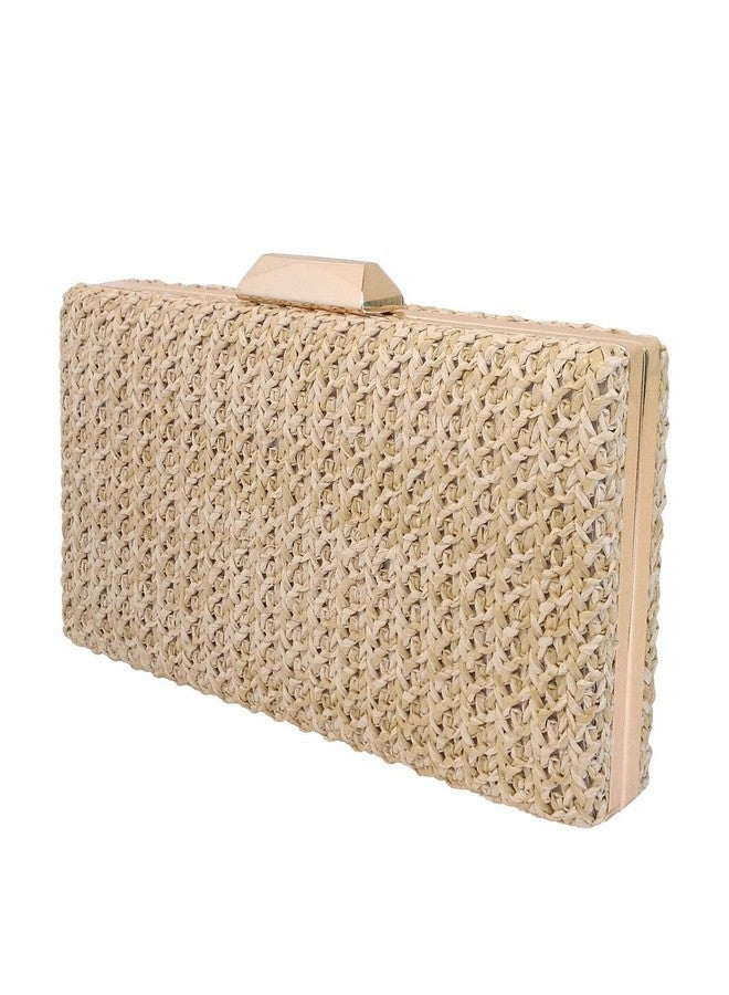 JNB Natural Straw Box Clutch Natural Medium - Image 2