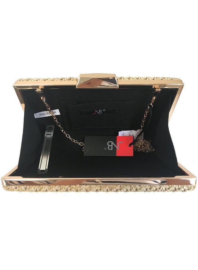 JNB Natural Straw Box Clutch Natural Medium - Image 5