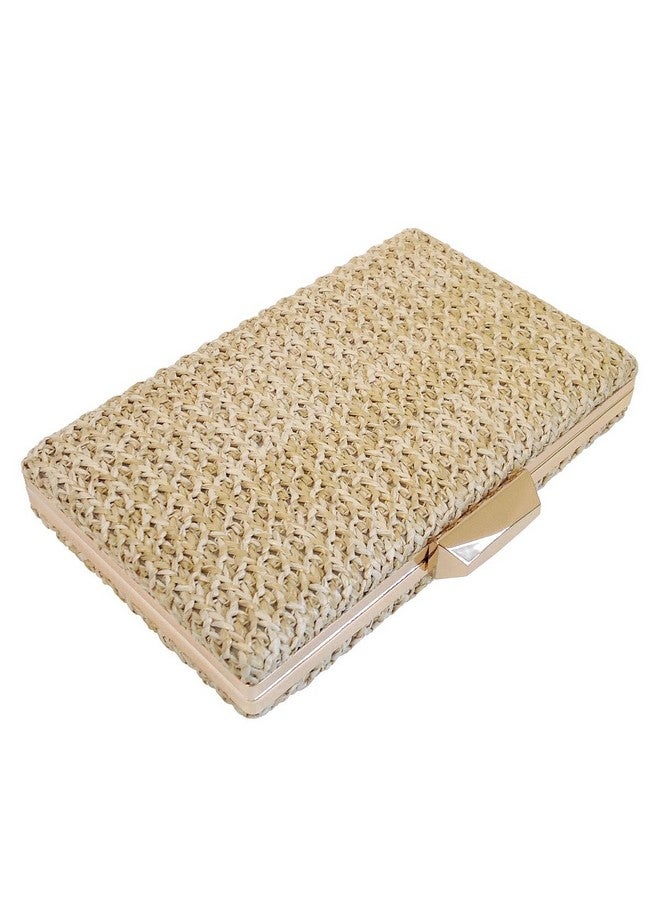 JNB Natural Straw Box Clutch Natural Medium - Image 3