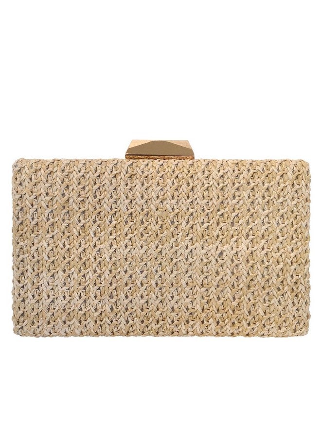 JNB Natural Straw Box Clutch Natural Medium - Image 1