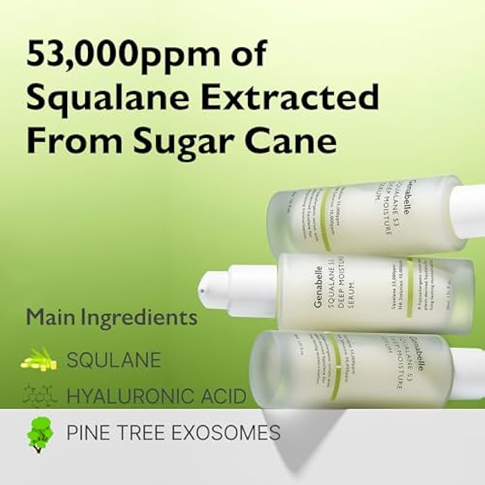 Genabelle Squalane 53 Deep Moisture Serum– Hydrating Serum with Plant-Based Squalane, Pine Exosomes for Long-Lasting Moisture, Skin Barrier & Radiance - Image 3