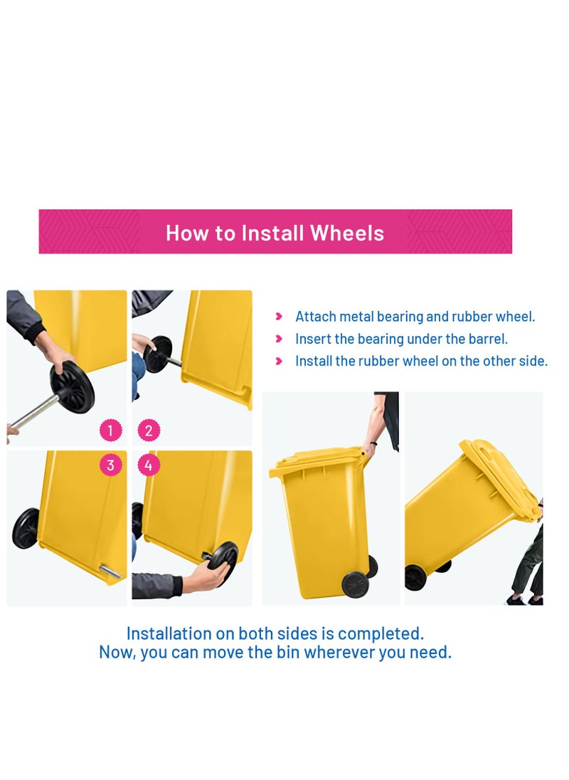 Hi Care - Plastic Garbage Bin 240 Litre with wheel and pedal - Heavy Duty Kitchen DustBin Outdoor Recycle Trash Can Large Industrial Waste bin Trash bin (Yellow) - Image 1