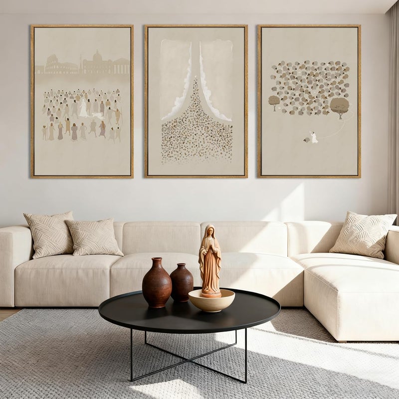 BINCUE Framed Jesus Wall Art Jesus Lamb Wall Decor Christian Artwork Lamb of God Art Print Easter Wall Paintings for Living Room Bedroom Church 16x24 Inch Set of 3 - Image 4