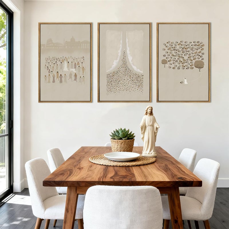 BINCUE Framed Jesus Wall Art Jesus Lamb Wall Decor Christian Artwork Lamb of God Art Print Easter Wall Paintings for Living Room Bedroom Church 16x24 Inch Set of 3 - Image 3