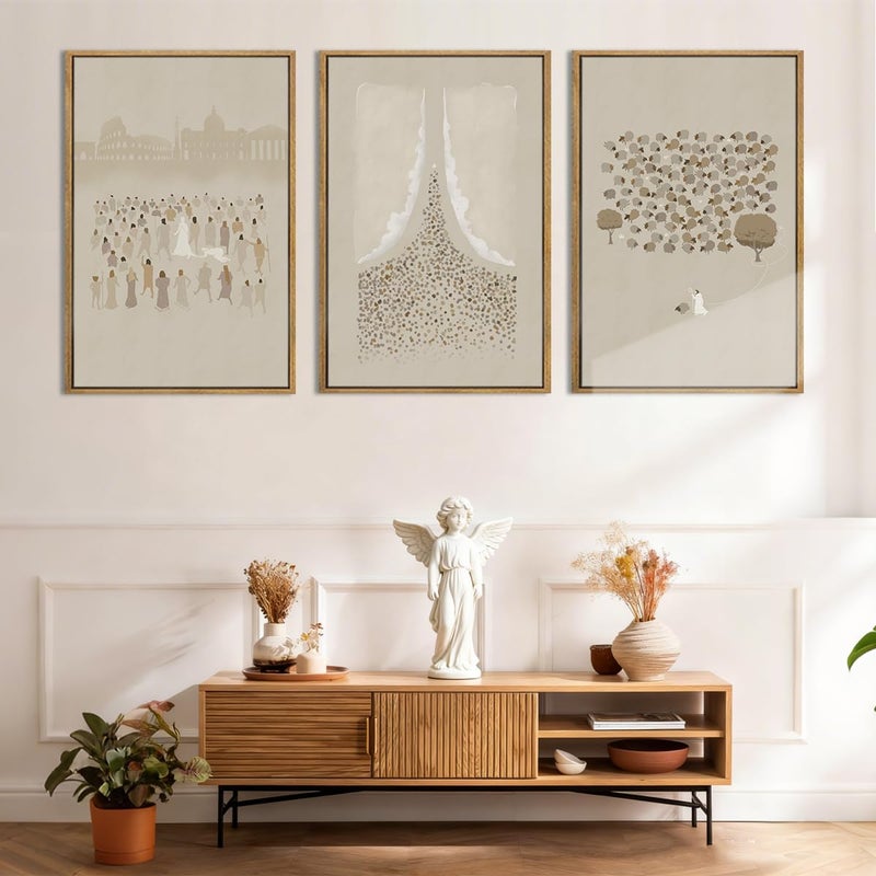 BINCUE Framed Jesus Wall Art Jesus Lamb Wall Decor Christian Artwork Lamb of God Art Print Easter Wall Paintings for Living Room Bedroom Church 16x24 Inch Set of 3 - Image 5