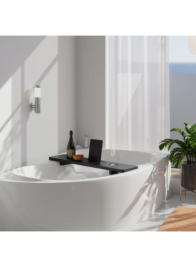 Tinamo Acacia Bathtub Caddy Tray Table | 35x9 Inch Large Rectangular Black Wooden Bathtub Tray | Anti-Tipping, Sustainable Bathtub Tray for Bathtub | Bathtub Accessories Holder - Image 5