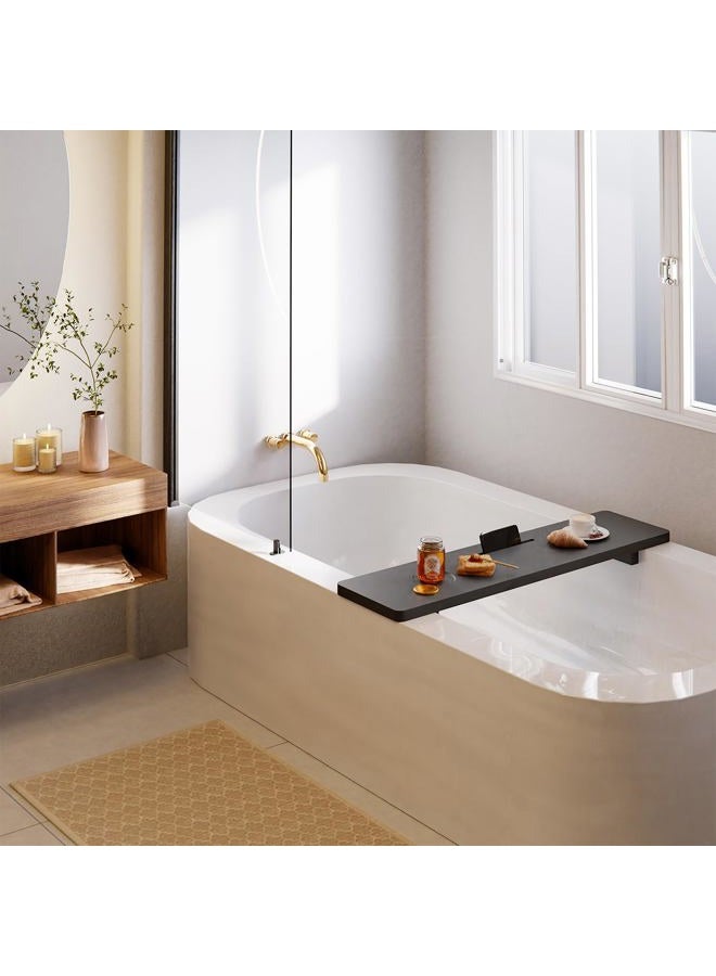 Tinamo Acacia Bathtub Caddy Tray Table | 35x9 Inch Large Rectangular Black Wooden Bathtub Tray | Anti-Tipping, Sustainable Bathtub Tray for Bathtub | Bathtub Accessories Holder - Image 4