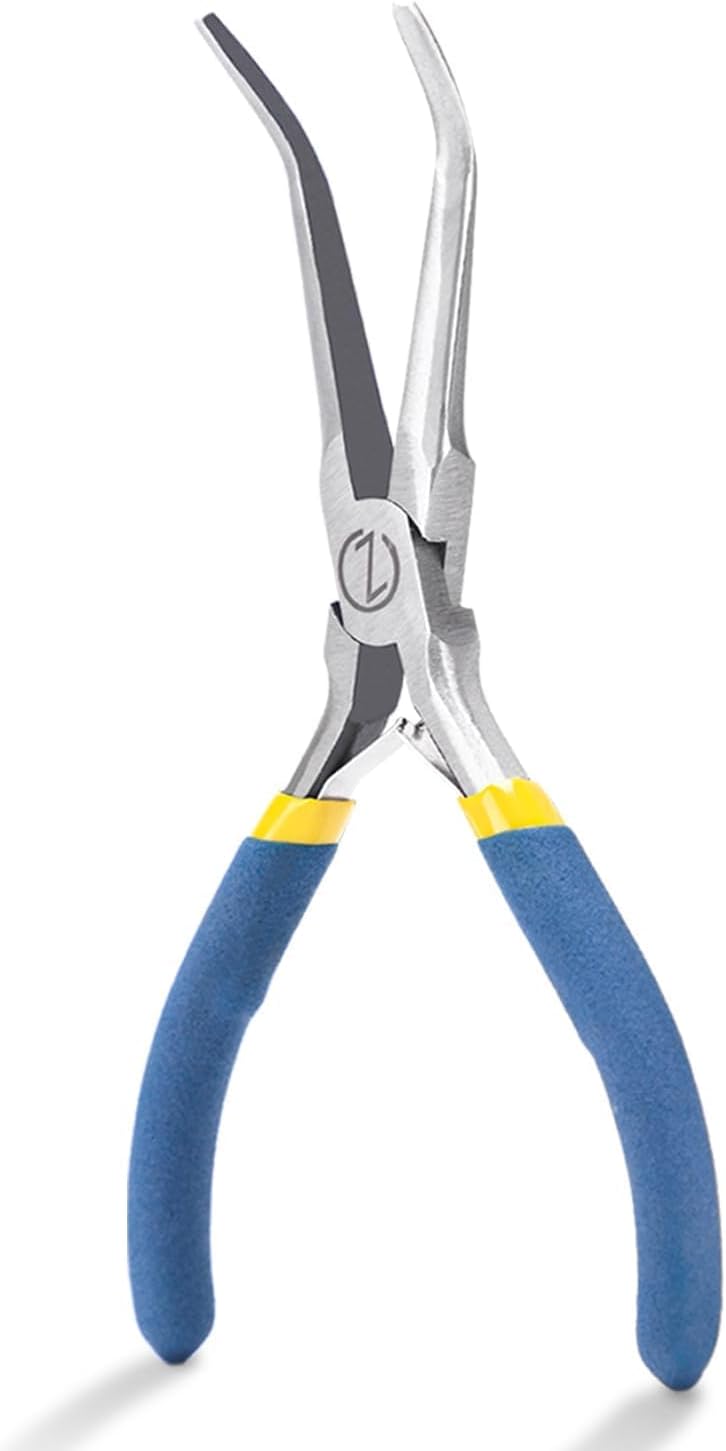 VISEMAN 6" Mini Needle Nose Pliers with Comfort Grip Handles, Long Nose Pliers for Handmade Craft, 45 Degree Bent - Image 1