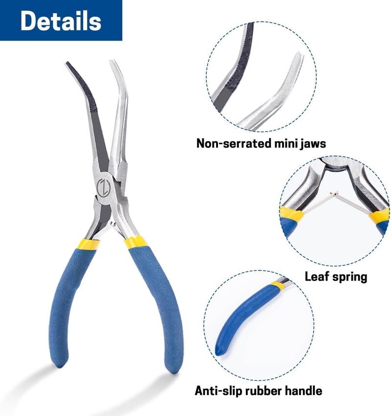 VISEMAN 6" Mini Needle Nose Pliers with Comfort Grip Handles, Long Nose Pliers for Handmade Craft, 45 Degree Bent - Image 3