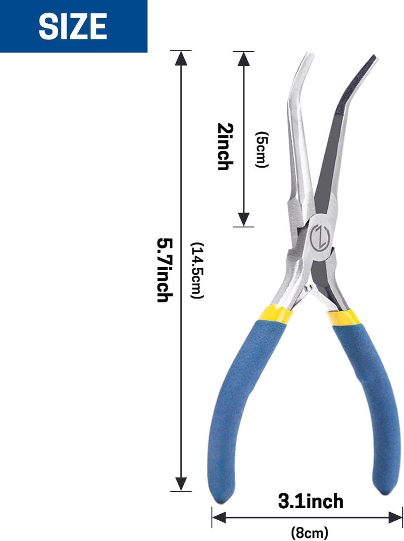 VISEMAN 6" Mini Needle Nose Pliers with Comfort Grip Handles, Long Nose Pliers for Handmade Craft, 45 Degree Bent - Image 2