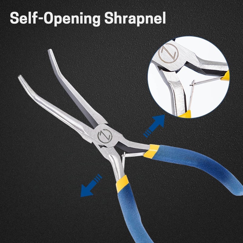 VISEMAN 6" Mini Needle Nose Pliers with Comfort Grip Handles, Long Nose Pliers for Handmade Craft, 45 Degree Bent - Image 5