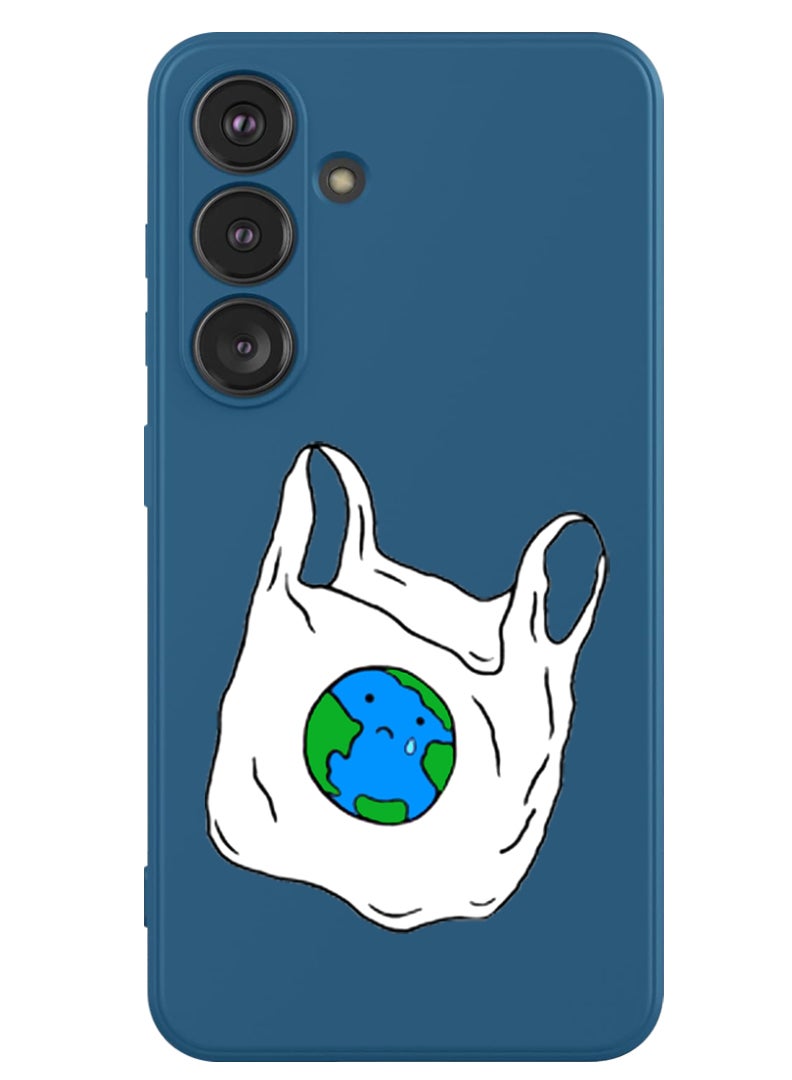 Theodor Protective Slim Fit Case Liquid Silicone Cover with Full Body Protection Anti-Scratch Shockproof Case For Samsung Galaxy S24 (Blue) - No Plastic - Image 1