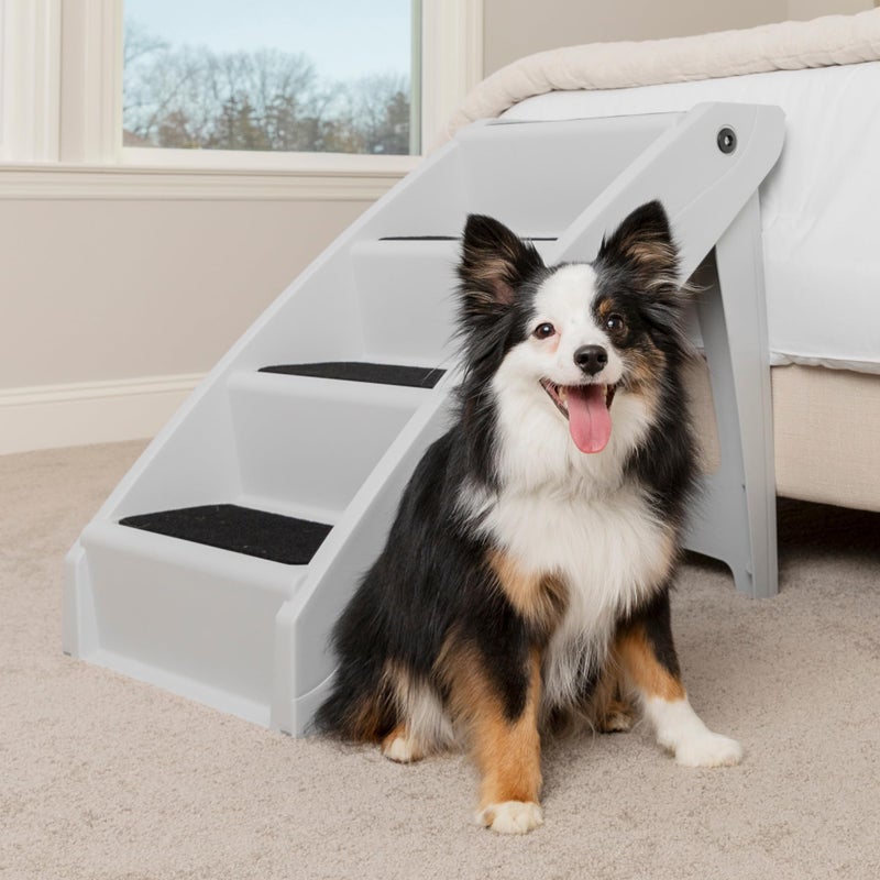 PetSafe CozyUp Folding Dog Stairs Portable IndoorOutdoor Pet Steps for Bed Couch Car Grey 25 Inch