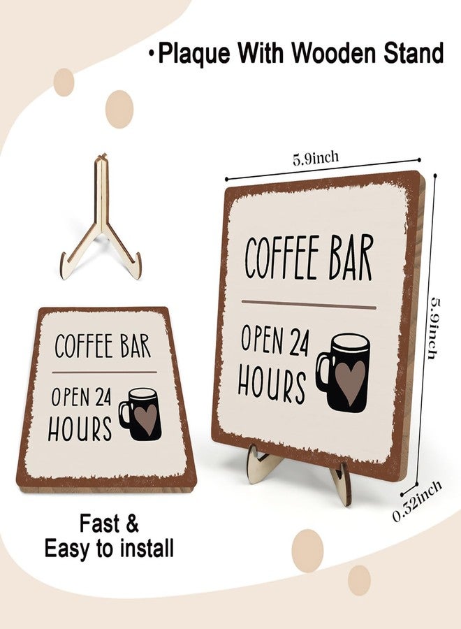DMADNF Coffee Bar Sign Plaque, Coffee Signs for Coffee Station, Vintage Coffee Sign Decor for Kitchen, Coffee Bar Accessories, Coffee Themed Gifts, Farmhouse Cafe Sign,Coffee Bar Open 24 Hours Decor Signs - Image 2