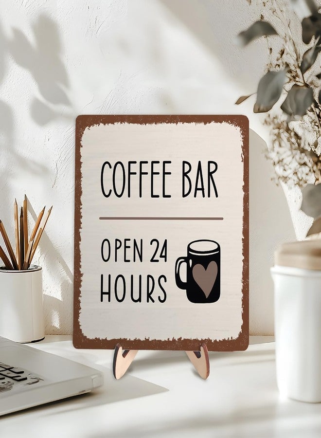 DMADNF Coffee Bar Sign Plaque, Coffee Signs for Coffee Station, Vintage Coffee Sign Decor for Kitchen, Coffee Bar Accessories, Coffee Themed Gifts, Farmhouse Cafe Sign,Coffee Bar Open 24 Hours Decor Signs - Image 3