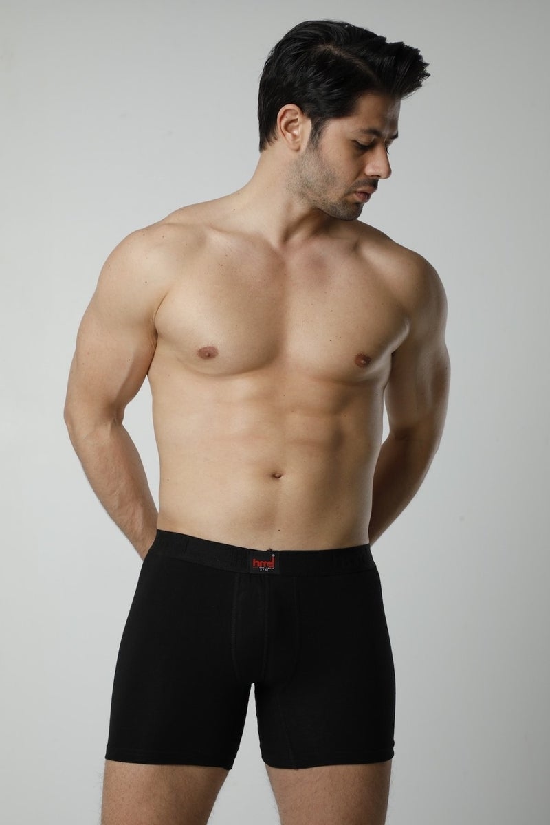 HMD 300 3-Piece Cotton Lycra Men's Boxer Briefs - Black  - Image 1