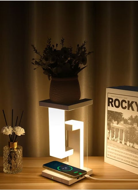 2-in-1 Suspended Anti-Gravity Table Lamp Wireless Rechargeable Touch Control Table Light Phone Charging Floating Desk Lamp