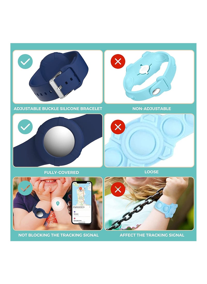 SYOSI - Airtag Wristbands for Kids Soft Silicone Airtag Bracelet Lightweight Waterproof Compatible with Apple Airtag Watch for Children and Toddler 2 Pcs - Image 1