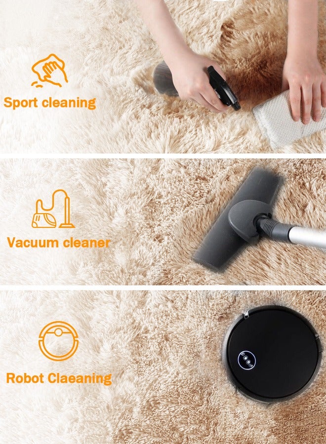 Optico Super Soft Rugs Fluffy Carpets Tie-Dye Rugs for Living Room Bedroom Girls Kids Room Nursery Home Decor Non-Slip Machine Washable Carpet (Beige, 40 x 60cm) - Image 4