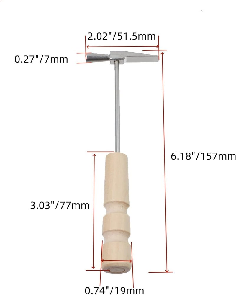 FarBoat 2 Pcs Kalimba Tuning Hammer Thumb Pianos Finger Piano Metal Tools Instrument Accessory, Wooden Handle - Image 2