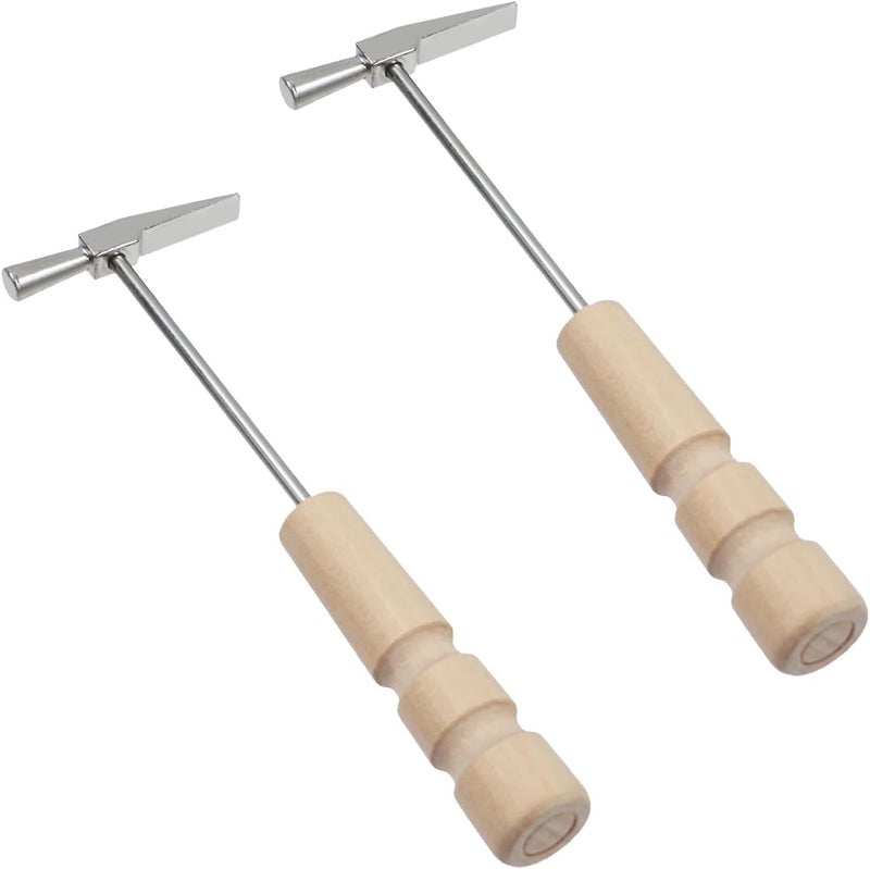 FarBoat 2 Pcs Kalimba Tuning Hammer Thumb Pianos Finger Piano Metal Tools Instrument Accessory, Wooden Handle - Image 1