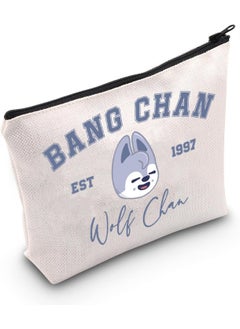 WCGXKO WCGXKO Korean Gift K-Pop Boys Makeup Bag - K-Pop Music Lover Gift (1997Wolf), Beige 