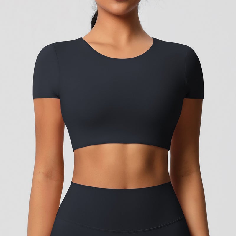 Women's Short Sleeve Yoga T-Shirt with Chest Pad, Breathable and  Stretchy - Image 1