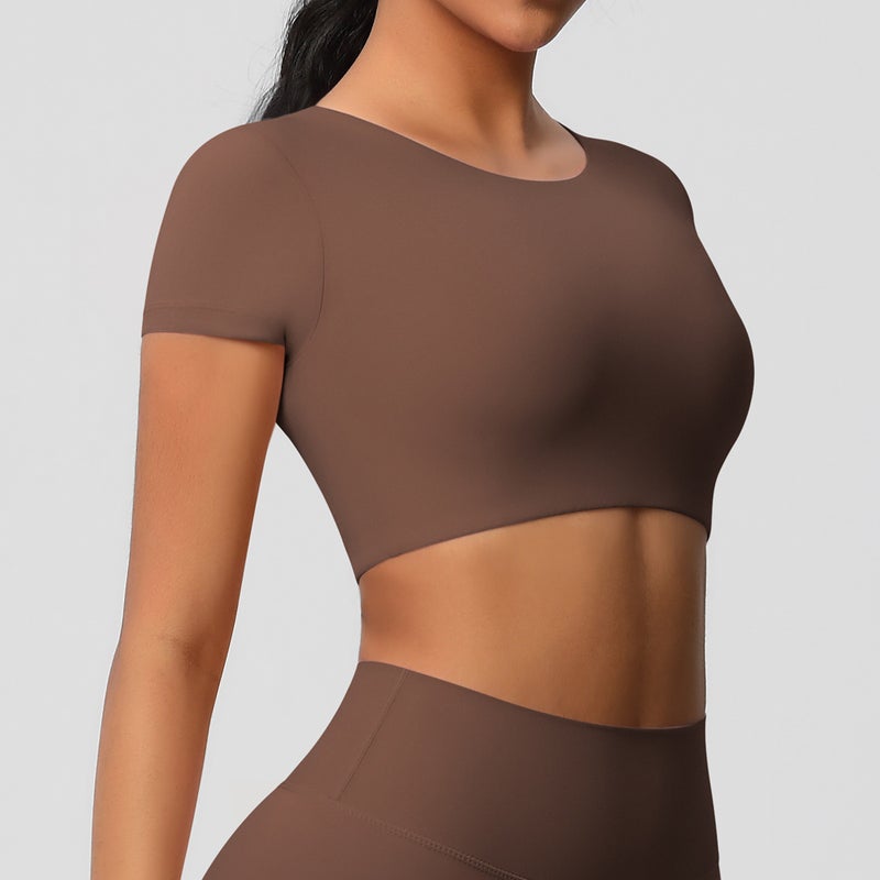 Women's Short Sleeve Yoga T-Shirt with Chest Pad, Breathable and  Stretchy - Image 3