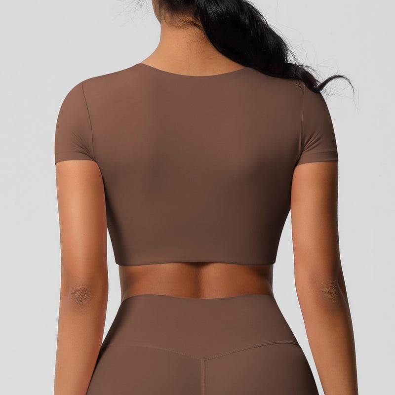 Women's Short Sleeve Yoga T-Shirt with Chest Pad, Breathable and  Stretchy - Image 5