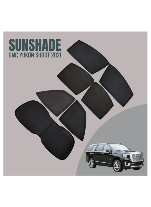 7-Piece Custom Sun Shade Set for GMC YUKON SHORT 2021, Full Window Protection, UV Blocker for Front, Side, and Rear Windows